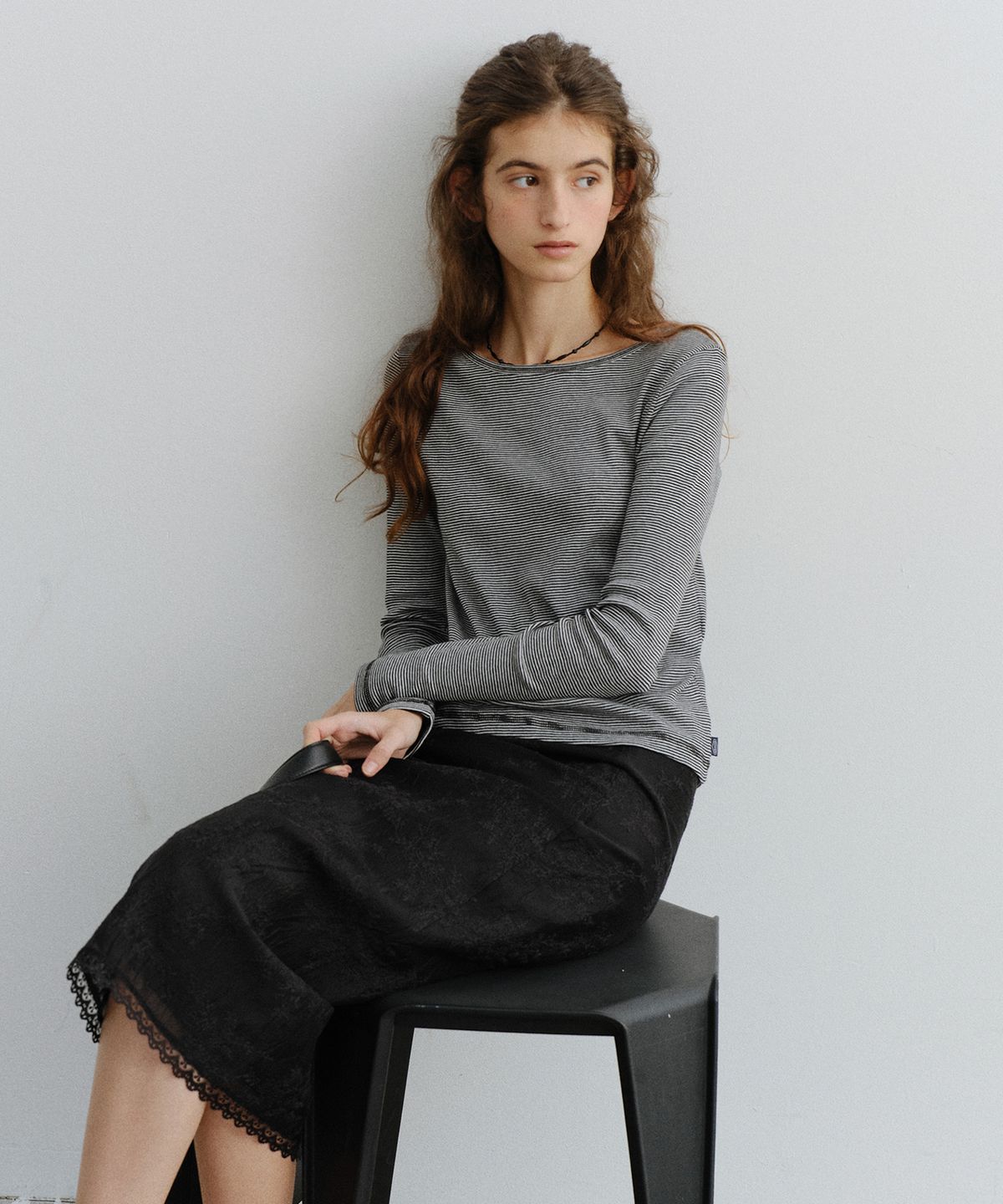 유라고(URAGO) Stripe boatneck t-shirt