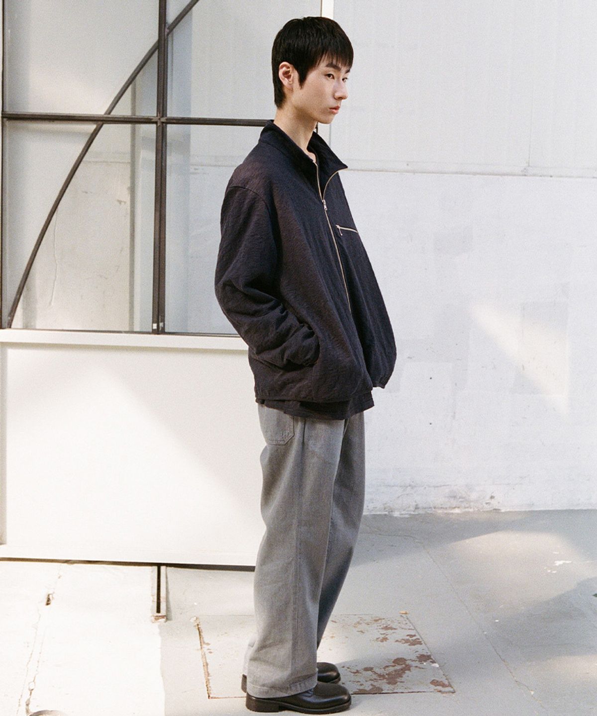 홀리선(HORLISUN) Cove Drape Loose Denim Pants Gray