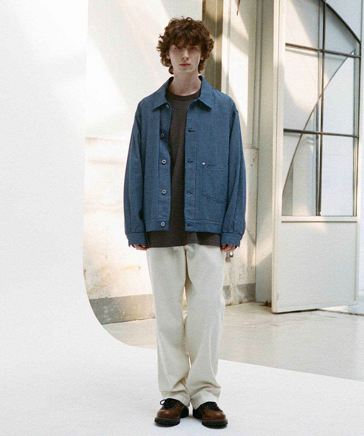 홀리선(HORLISUN) Cove Drape Loose Denim Pants Ecru