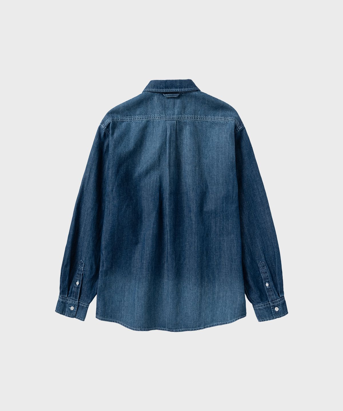 넌블랭크(NONBLANK) 워싱 데님 LS 셔츠_MID BLUE