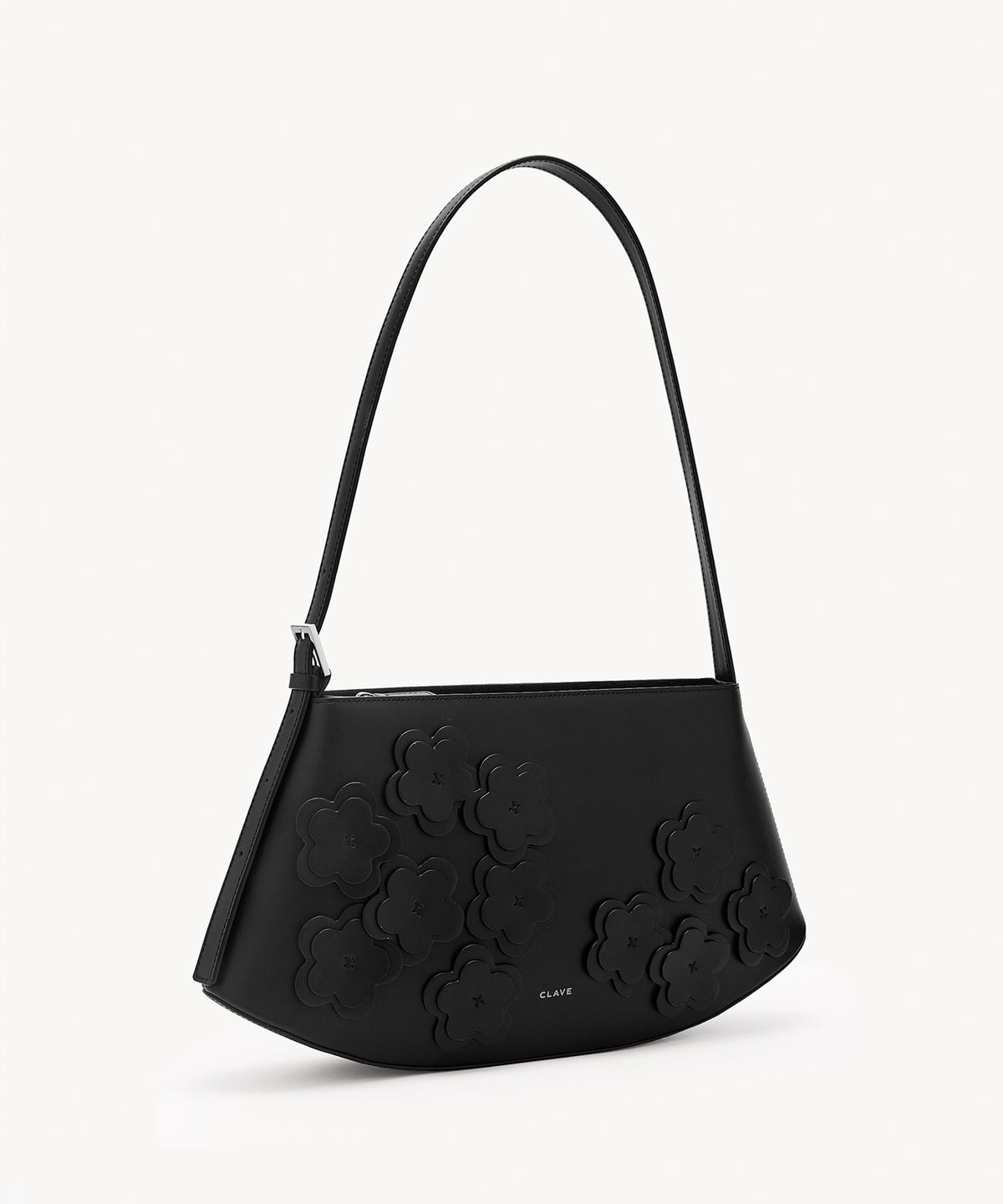 끌라베(CLAVE) 미아 플라워 블랙  토트백 (MIA FLOWER Black Tote Bag)