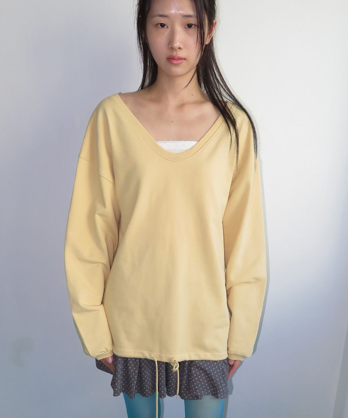 펀프롬펀(FUNFROMFUN) Deep V-Neck Tee, Mustard