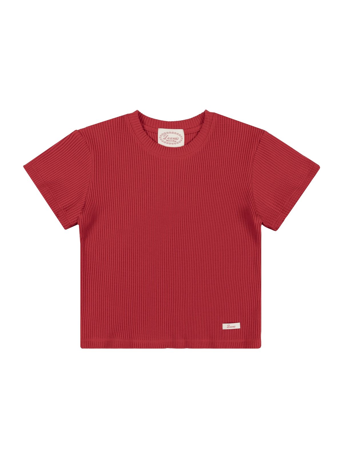 디어시스(Dearsis) Waffle Semi Cropped Tee (Red)