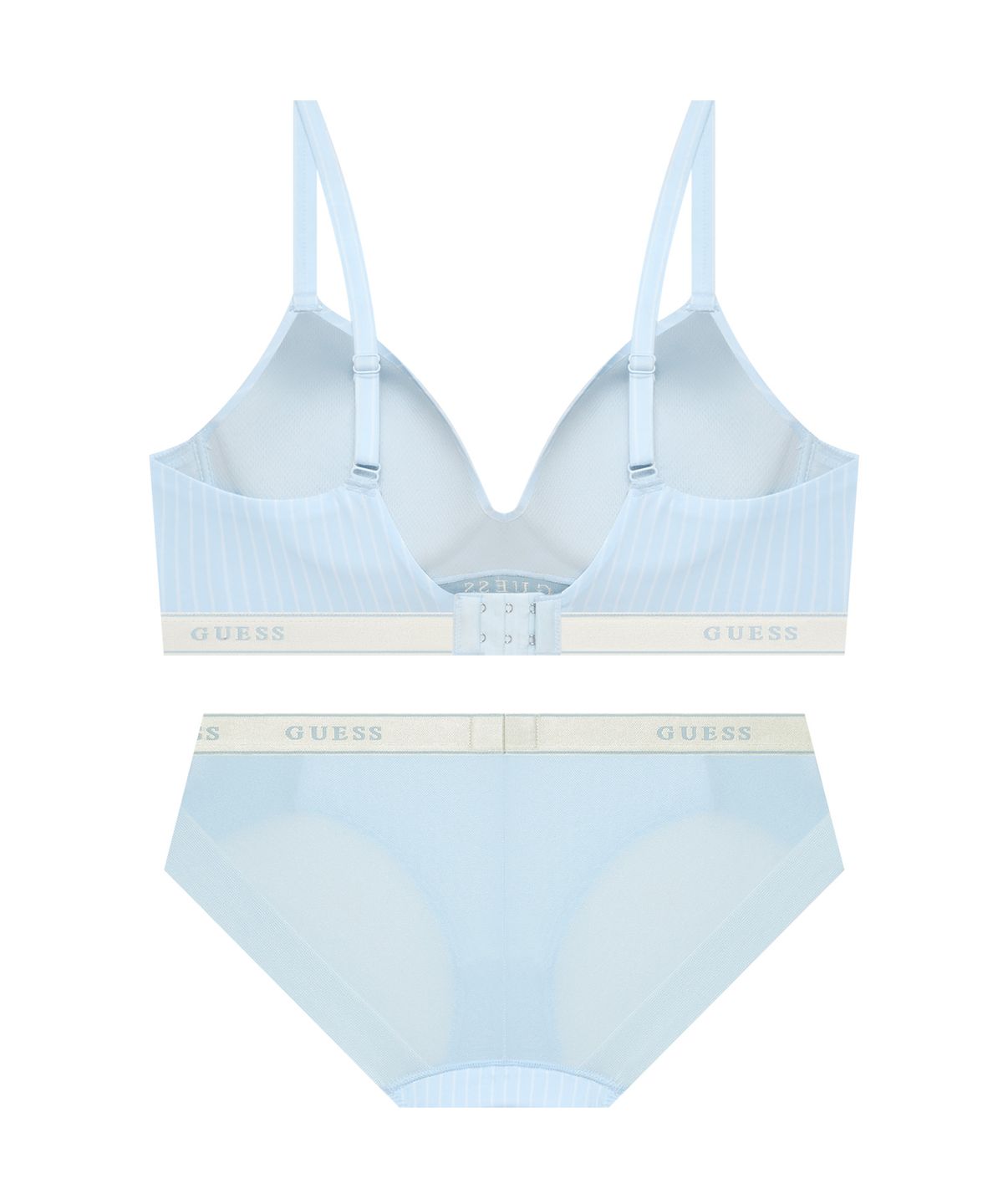 게스언더웨어(GUESS UNDERWEAR) 스트라이프 스파크밴딩 노와이어 브라 햄팬티 세트