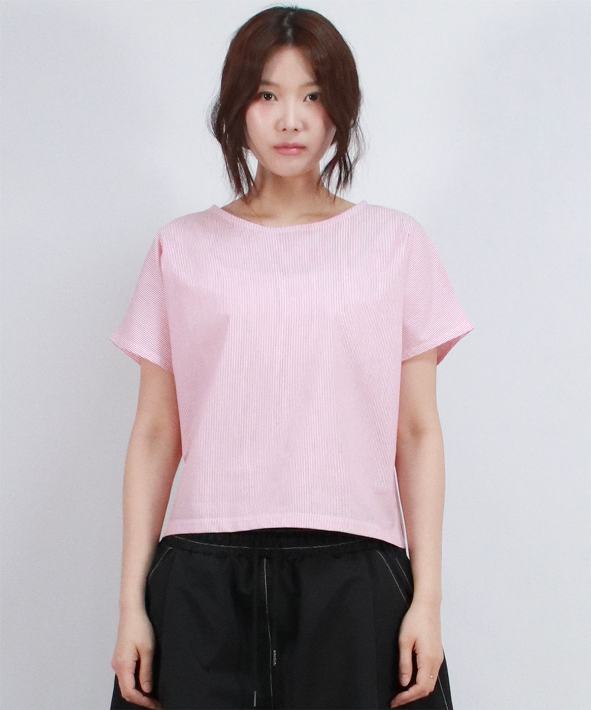 드마크(DEMARC) Stripe Mini French Short Sleeve Shirt Red