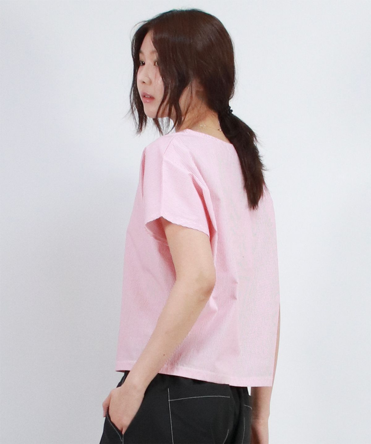 드마크(DEMARC) Stripe Mini French Short Sleeve Shirt Red