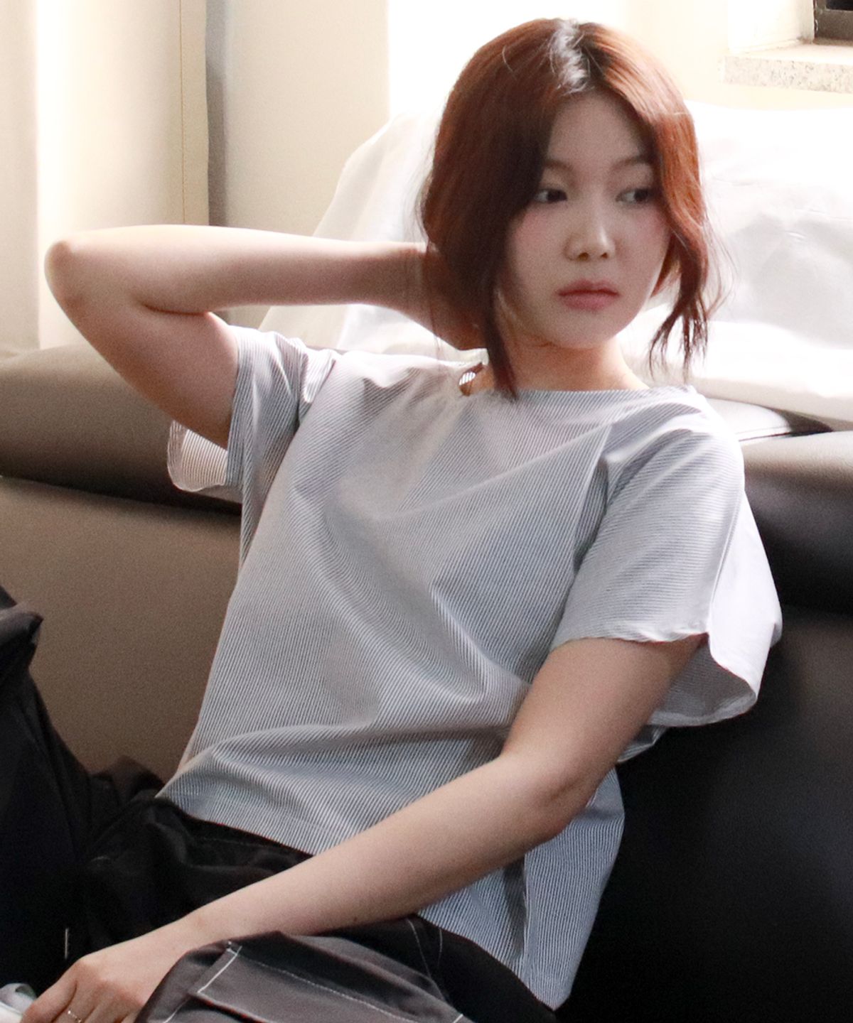 드마크(DEMARC) Stripe Mini French Short Sleeve Shirt Black