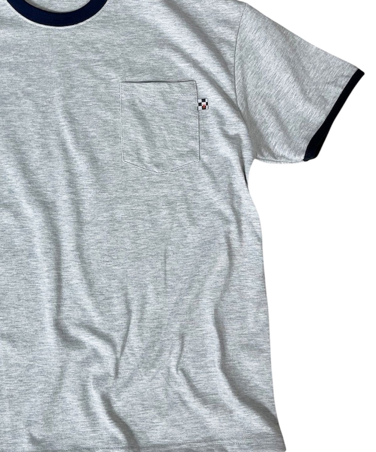 스케이터락(SK8ER ROCK) Pocket Ringer T-shirt ((melange gray*navy))