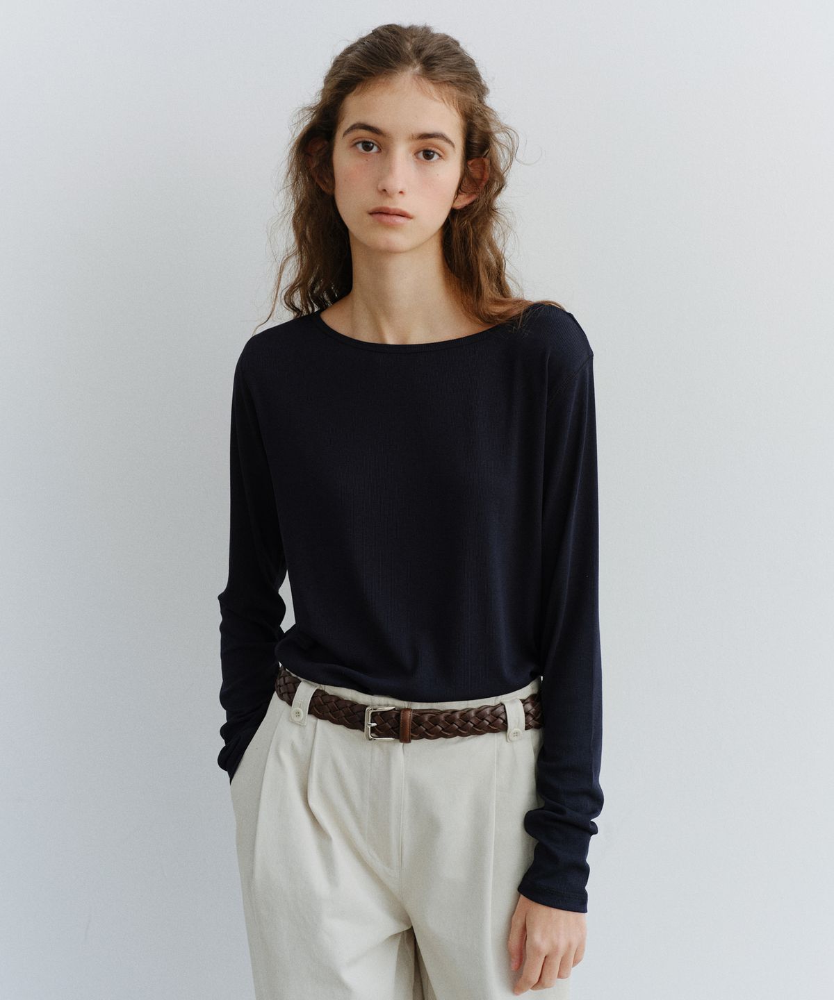 유라고(URAGO) [2PACK] Ribbed boatneck t-shirt set
