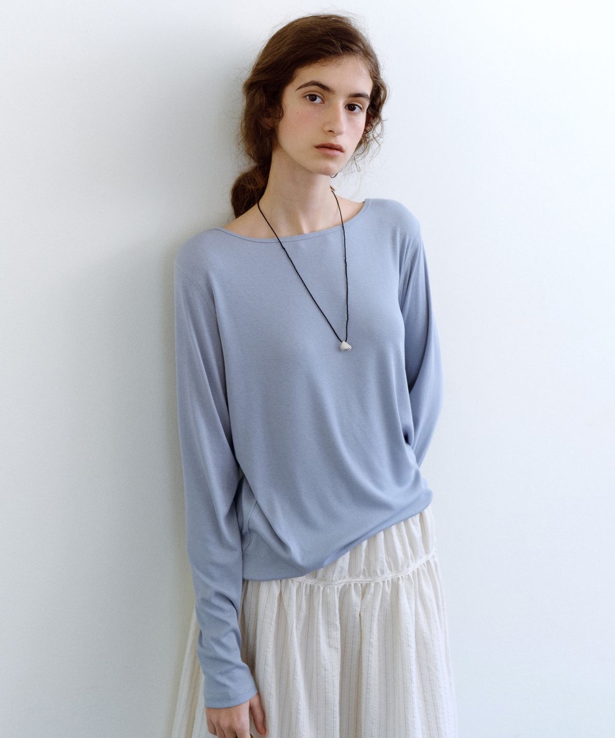 유라고(URAGO) [2PACK] Ribbed boatneck t-shirt set