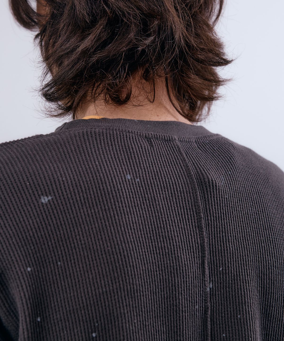 누아클레(NUAKLE) (m) 미스트 페인팅 와플 티셔츠_다크 카키