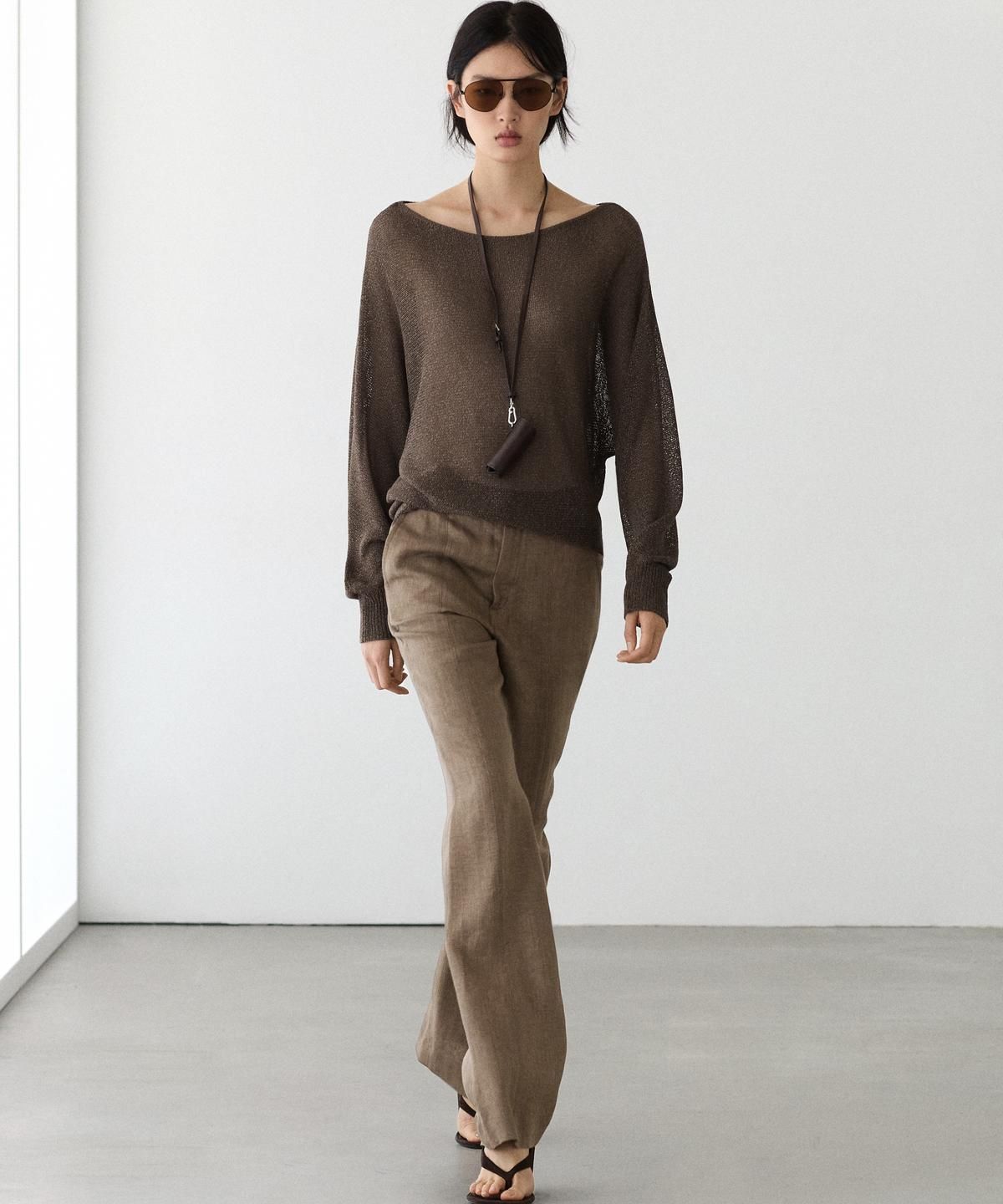 마시모두띠(MASSIMO DUTTI) 100% 린넨 킥 벨보텀 팬츠