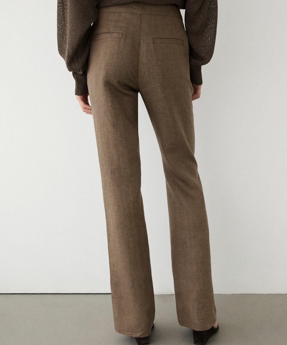 마시모두띠(MASSIMO DUTTI) 100% 린넨 킥 벨보텀 팬츠
