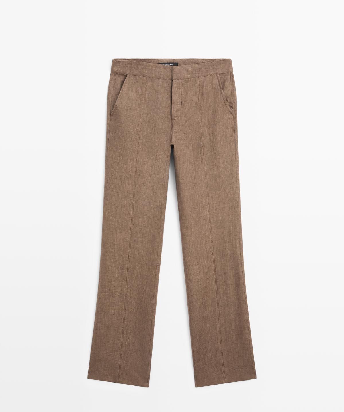 마시모두띠(MASSIMO DUTTI) 100% 린넨 킥 벨보텀 팬츠