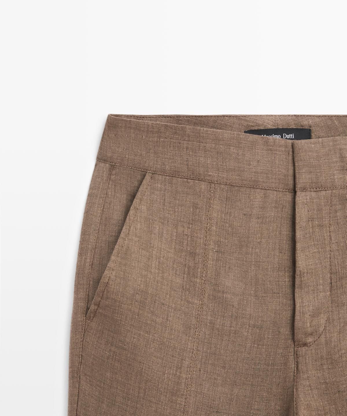 마시모두띠(MASSIMO DUTTI) 100% 린넨 킥 벨보텀 팬츠