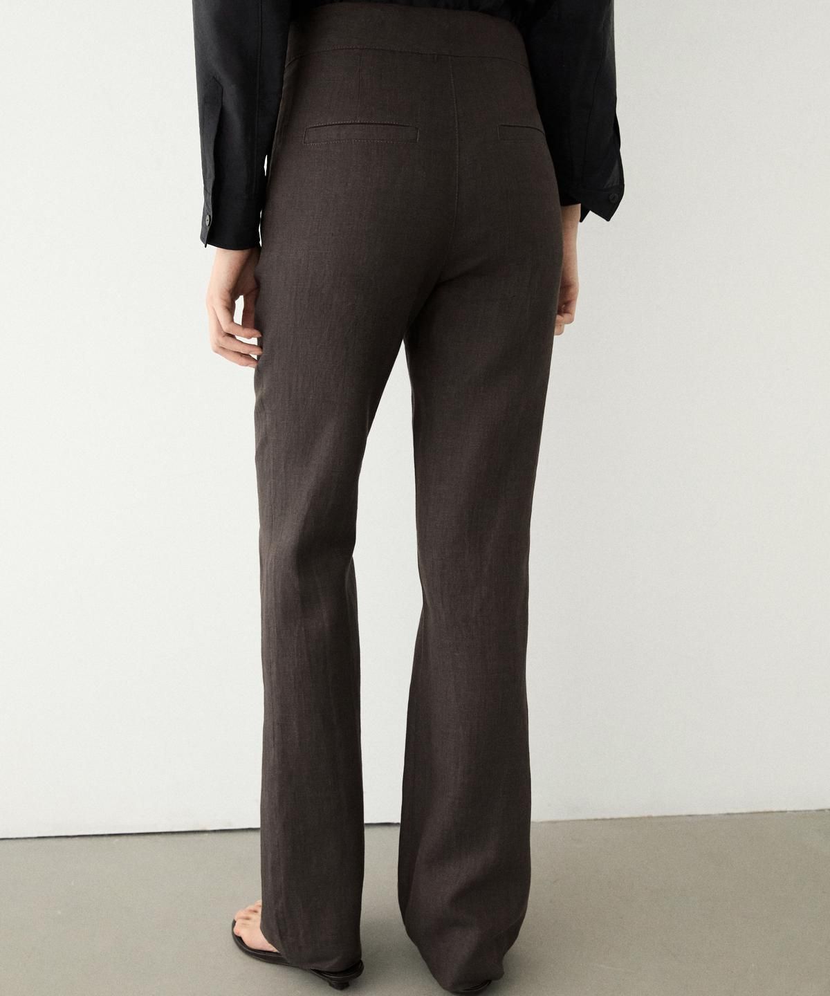 마시모두띠(MASSIMO DUTTI) 100% 린넨 킥 벨보텀 팬츠