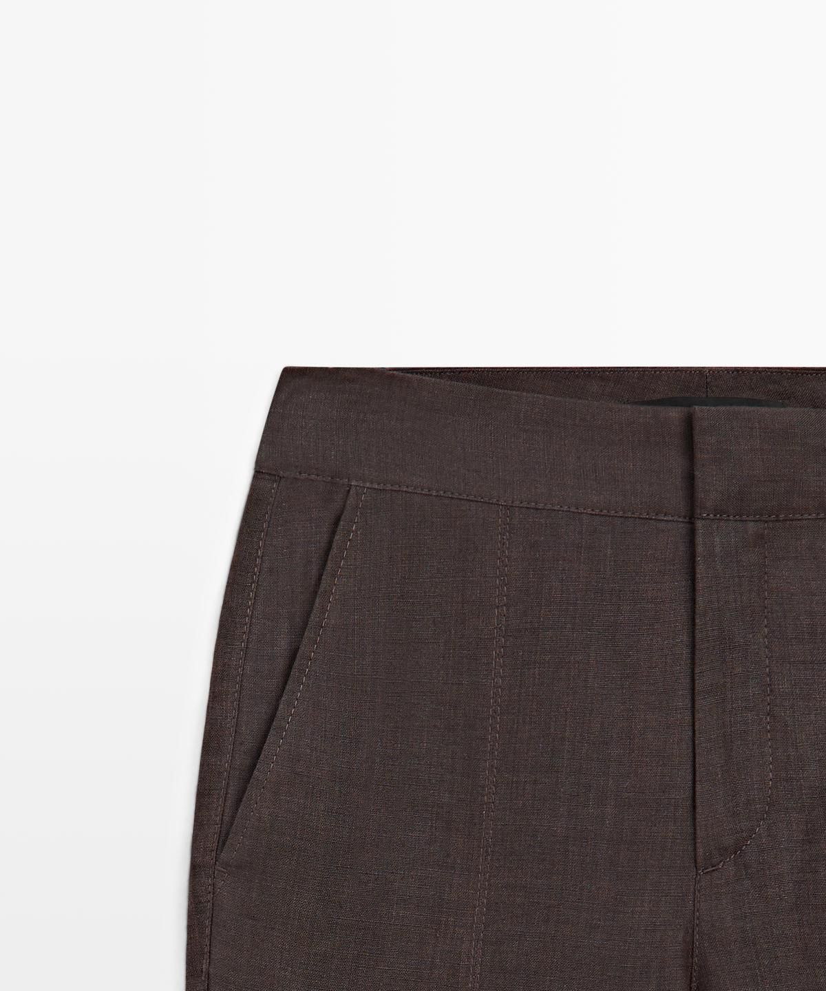 마시모두띠(MASSIMO DUTTI) 100% 린넨 킥 벨보텀 팬츠