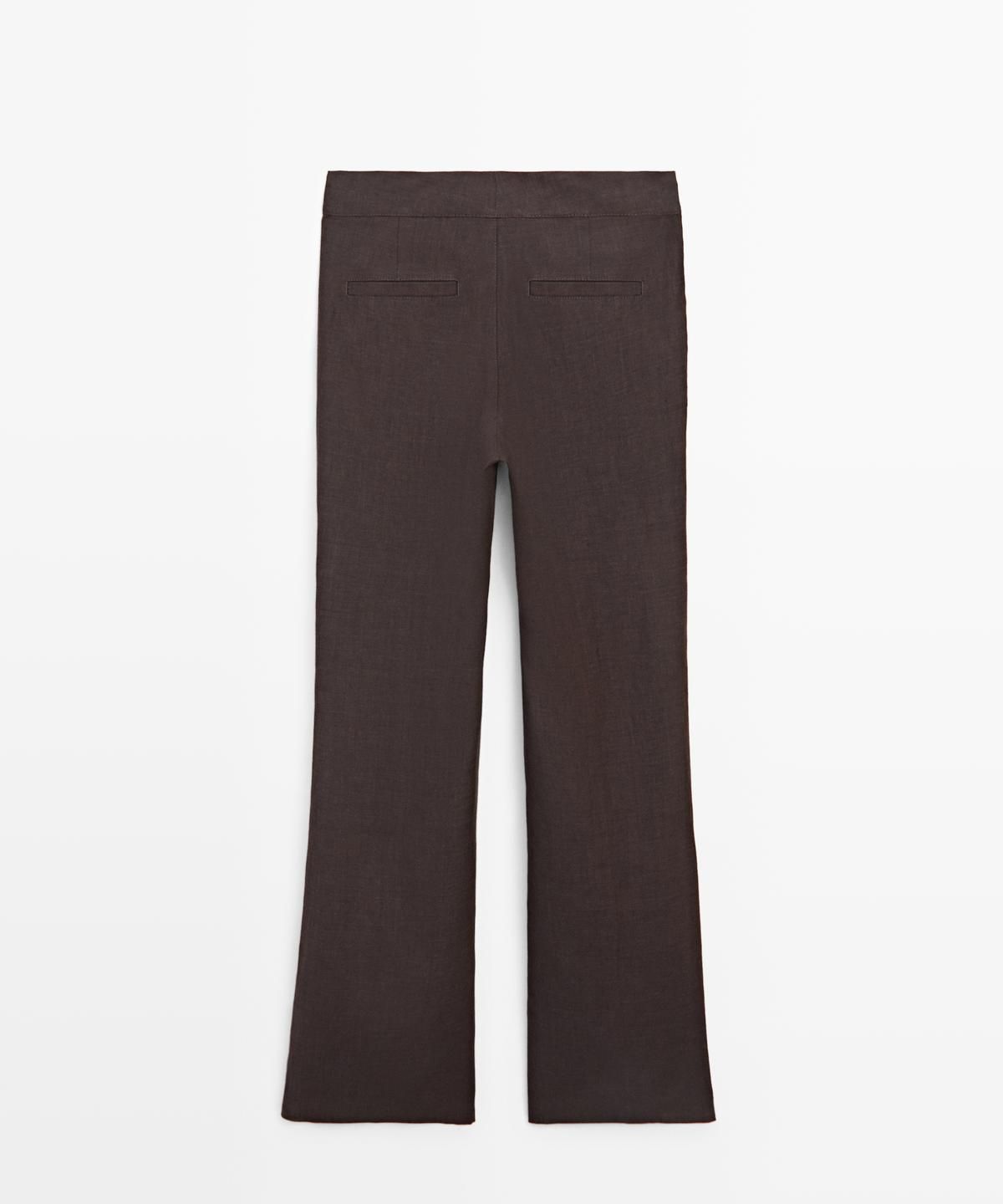 마시모두띠(MASSIMO DUTTI) 100% 린넨 킥 벨보텀 팬츠