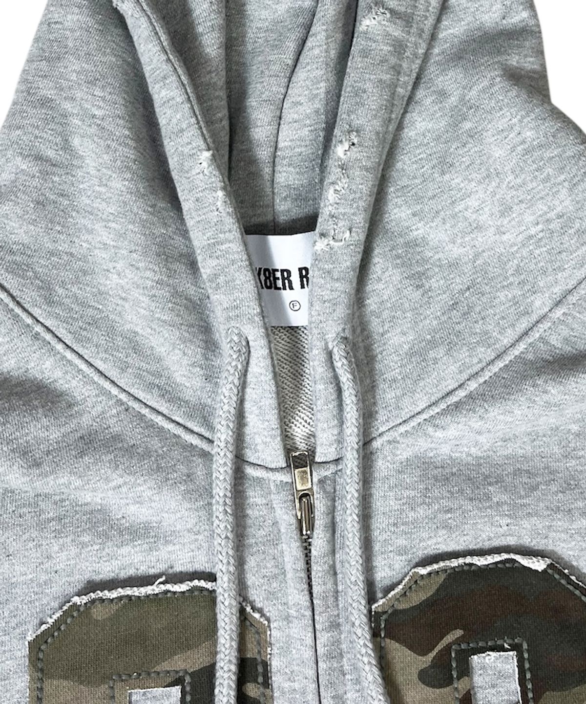 스케이터락(SK8ER ROCK) Camouflage 88 Damage Sweat Hood Zip-up ((Melange gray))