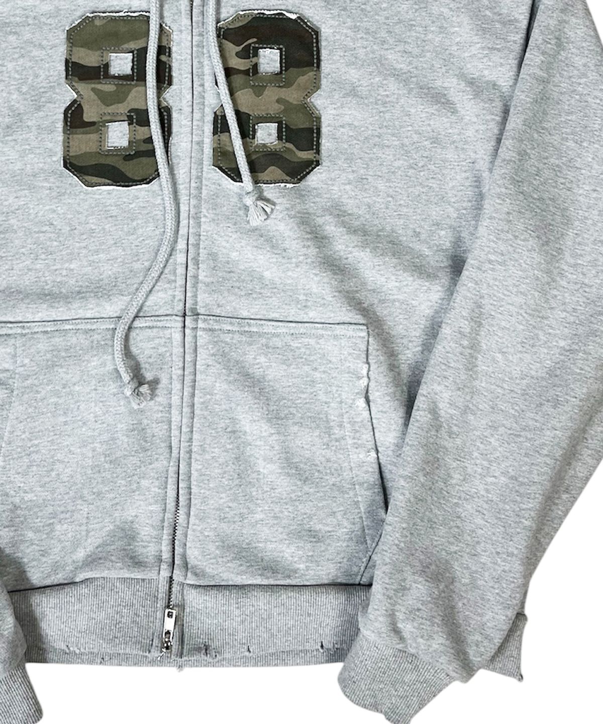 스케이터락(SK8ER ROCK) Camouflage 88 Damage Sweat Hood Zip-up ((Melange gray))