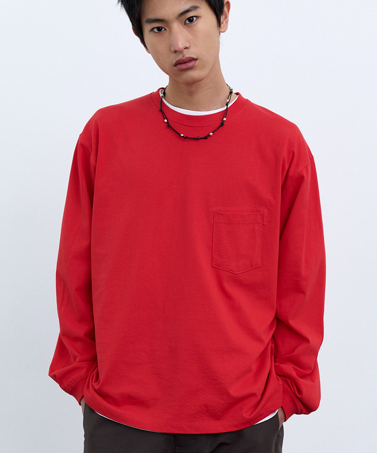 유체 프레타 포르테(YOUCHE PRET A PORTER) SQ SLANT LONG SLEEVE TEE Scarlet Red