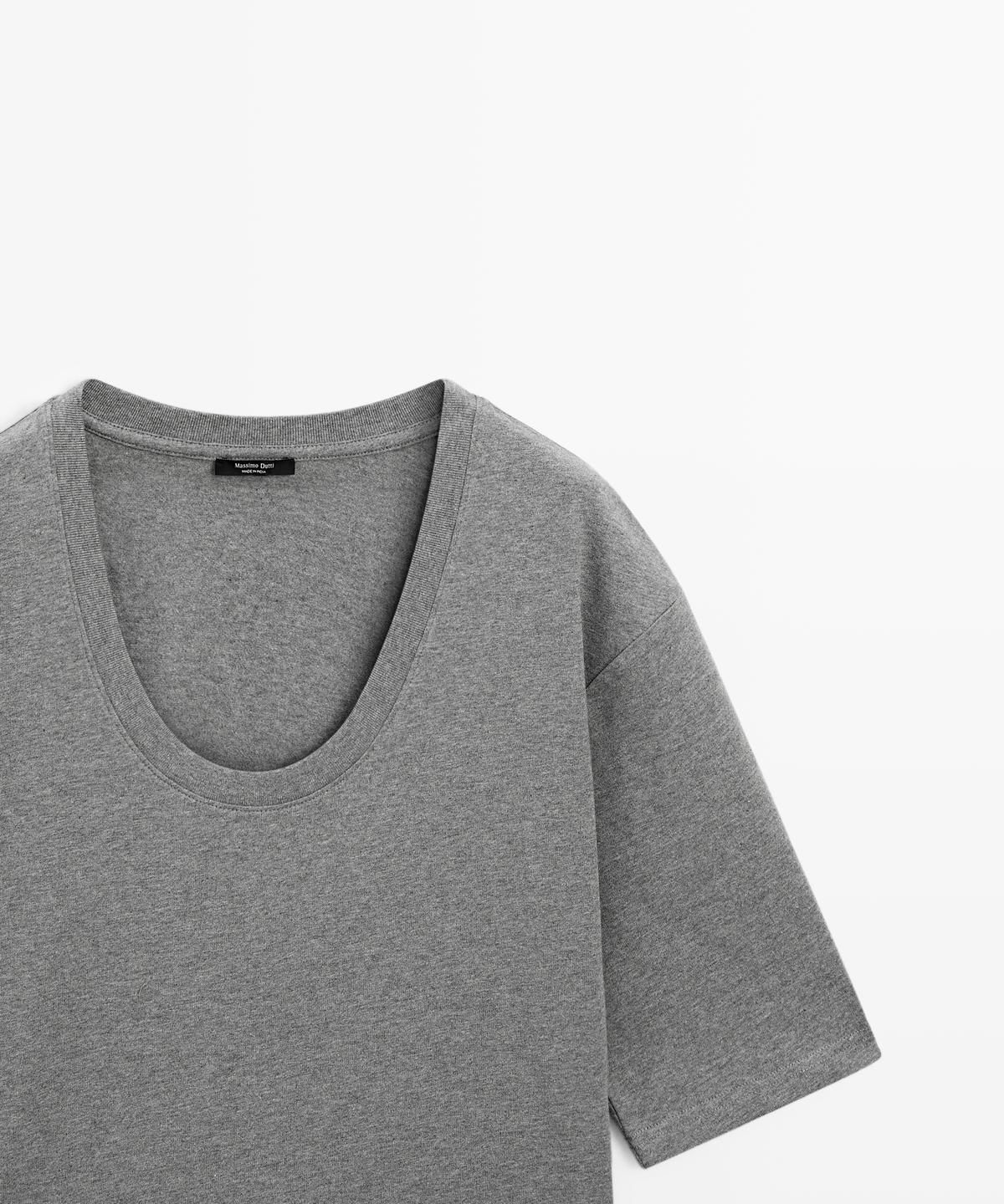 마시모두띠(MASSIMO DUTTI) 100% 코튼 라운드넥 티셔츠