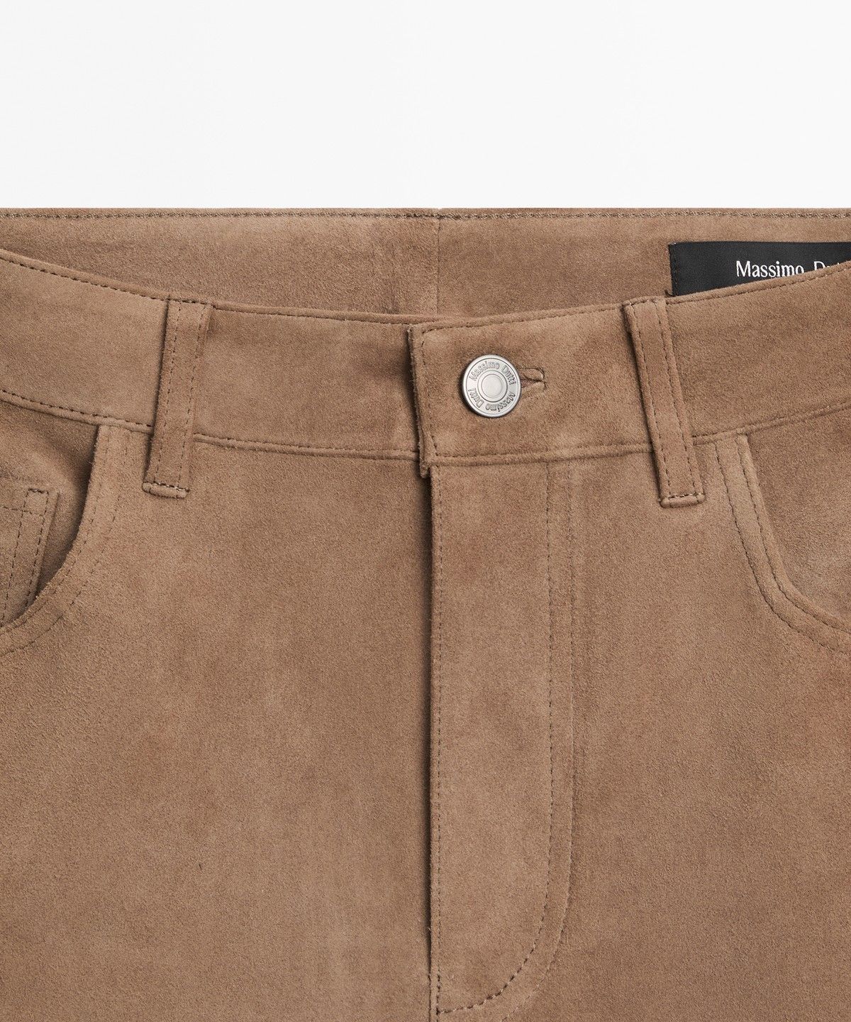 마시모두띠(MASSIMO DUTTI) 크롭 스웨이드 레더 플레어 레깅스 팬츠