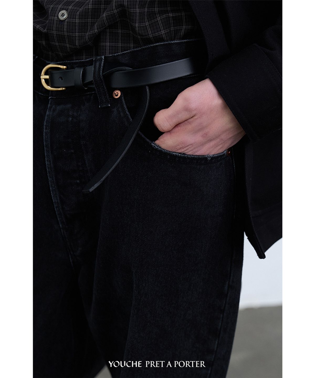 유체 프레타 포르테(YOUCHE PRET A PORTER) SQ NARROW BELT Black