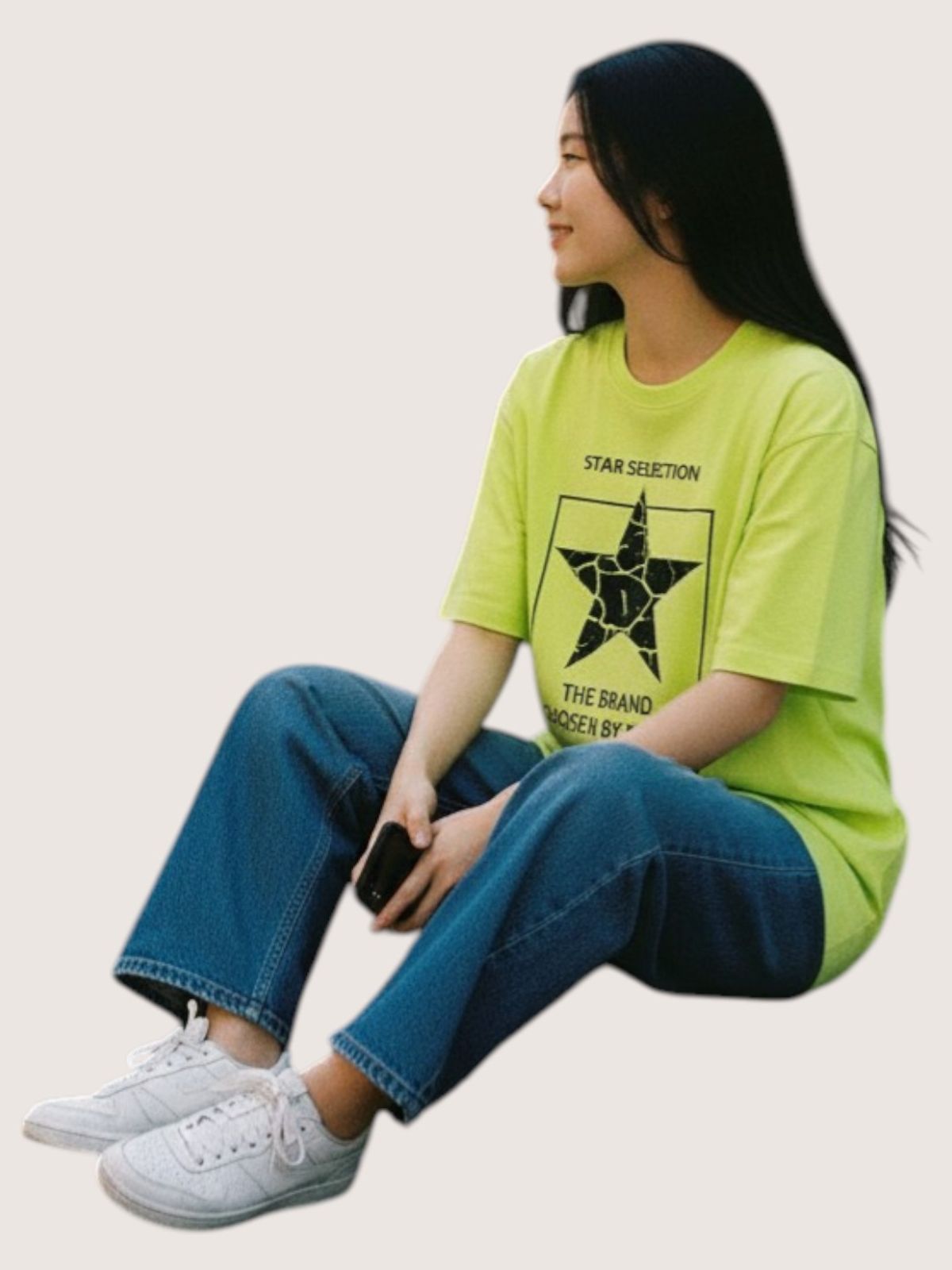 지블랙(ZBLACK) 스타셀렉션 센타포인트 스타 오버핏 반팔(NEON YELLOW)