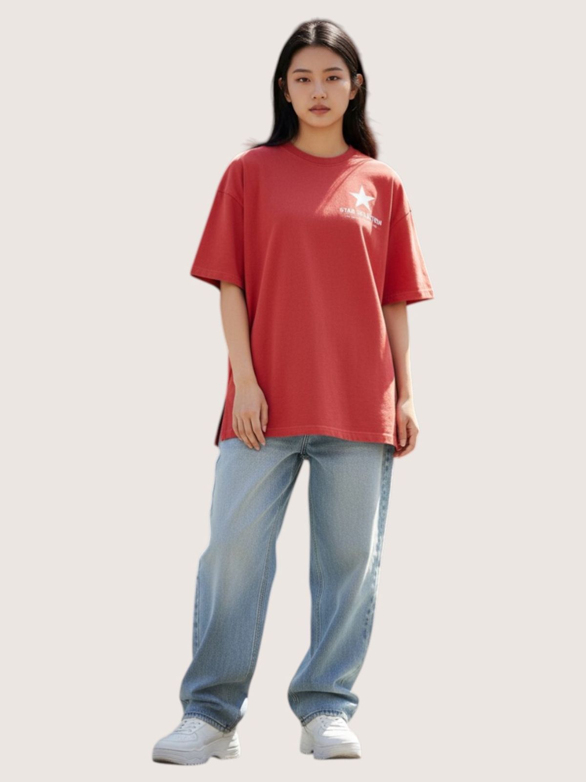지블랙(ZBLACK) 스타셀렉션 크렉 스타 스몰로고 오버핏 반팔(CORAL)