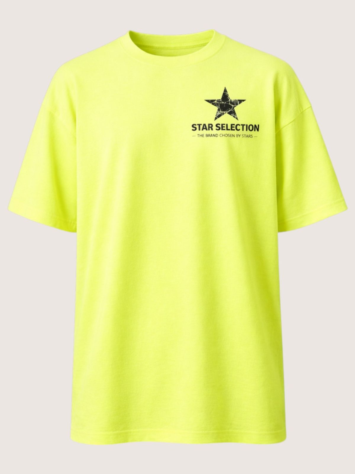 지블랙(ZBLACK) 스타셀렉션 크렉 스타 스몰로고 오버핏 반팔(NEON YELLOW)
