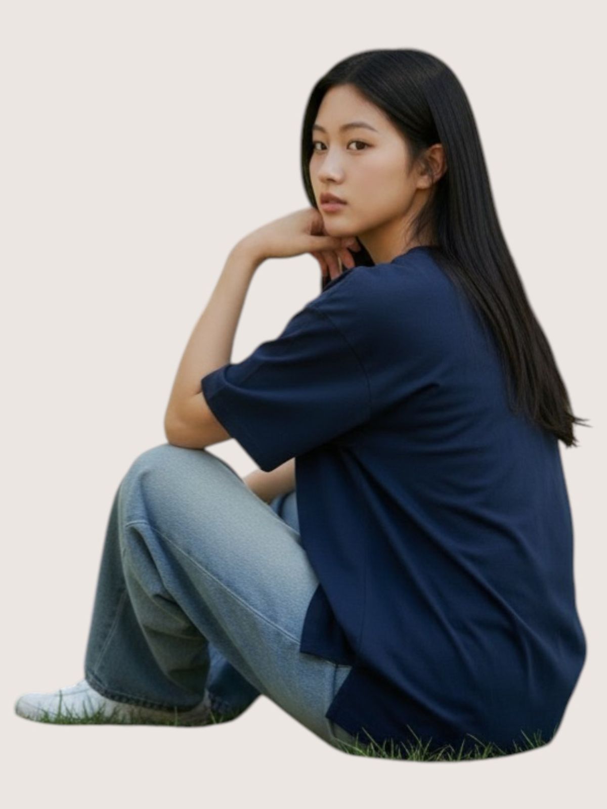 지블랙(ZBLACK) 스타셀렉션 크렉 스타 스몰로고 오버핏 반팔(NAVY)
