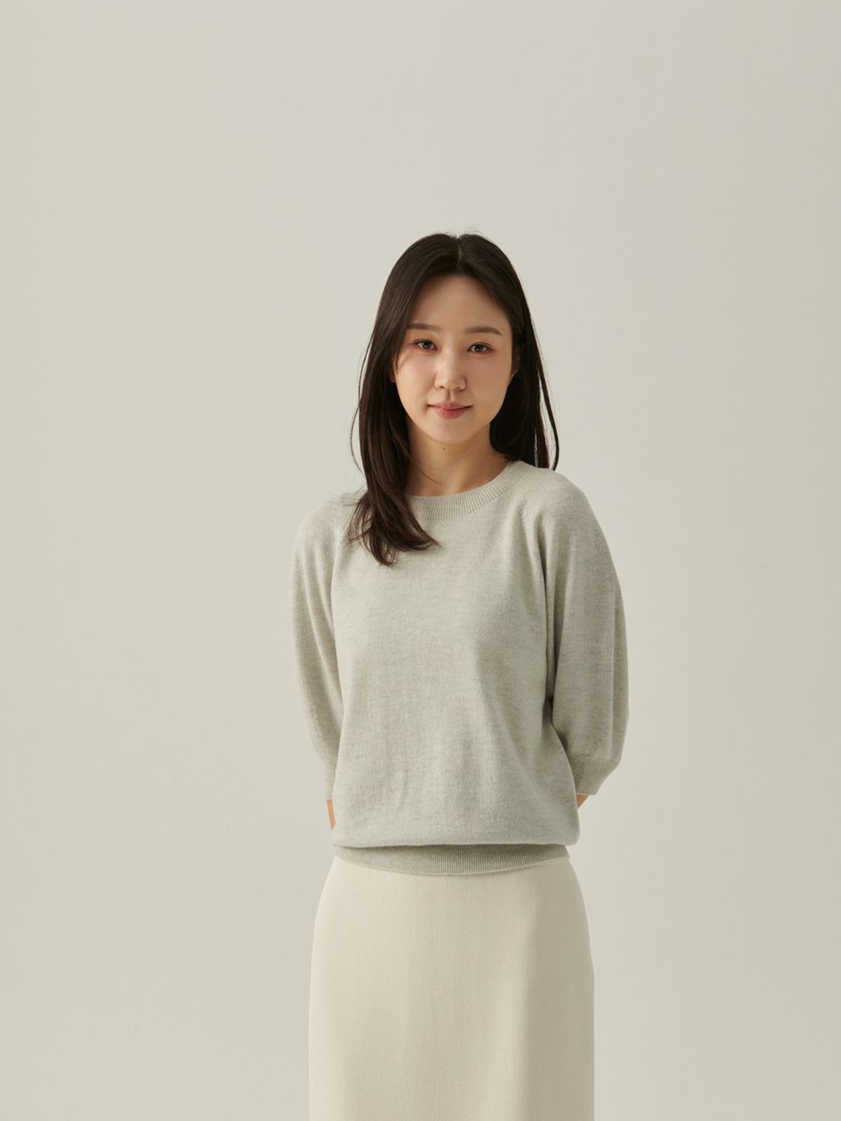 베이스스레드(BASETHREAD) Shell Half Sleeve Top - Light Grey