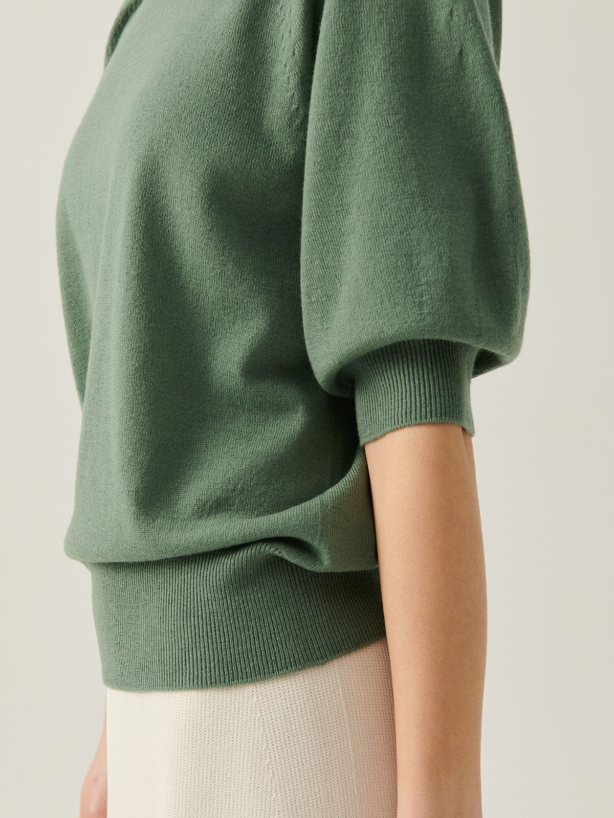 베이스스레드(BASETHREAD) Shell Half Sleeve Top - Green