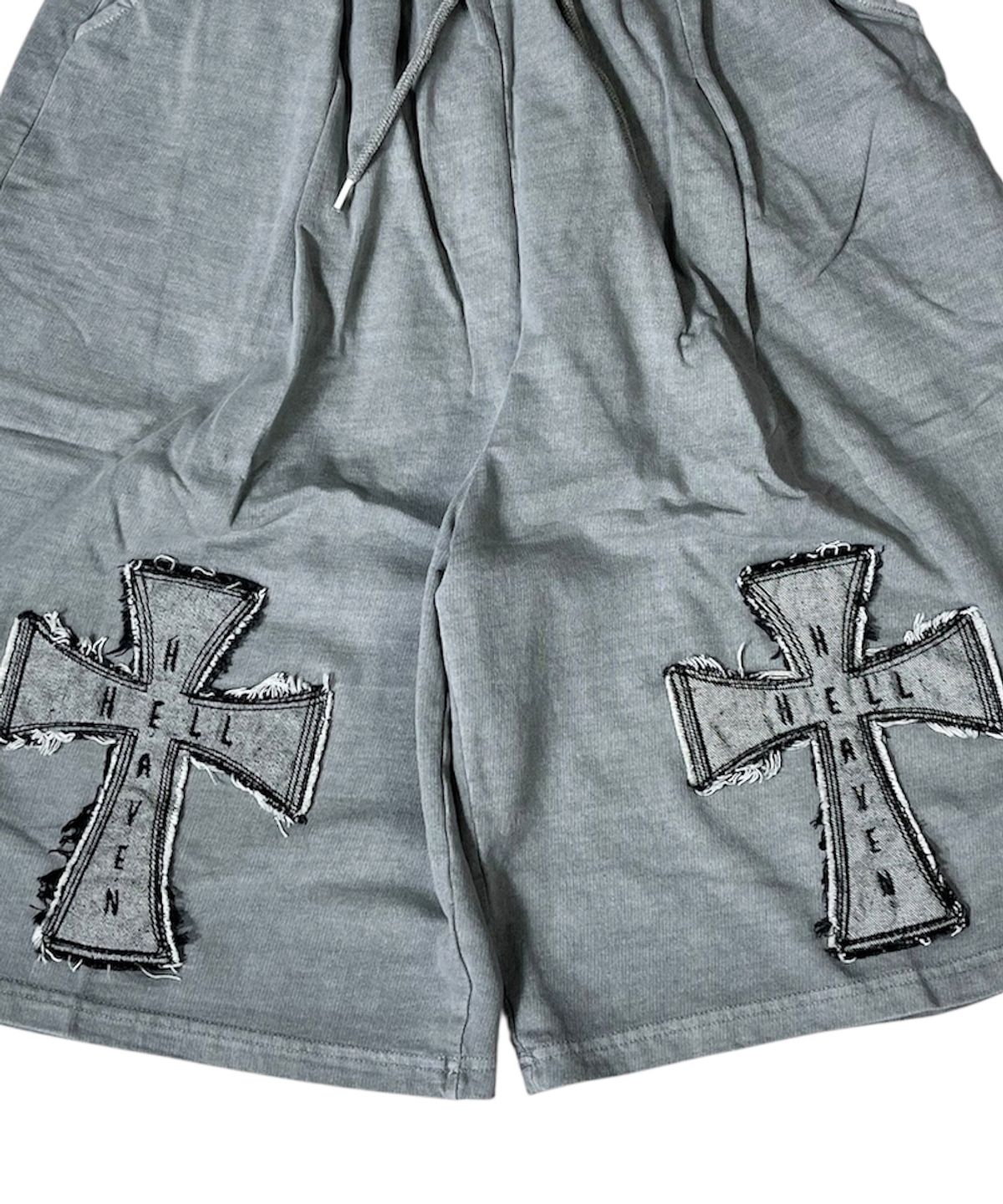 스케이터락(SK8ER ROCK) Rough Cross Pigment Bermuda Shorts ((gray))