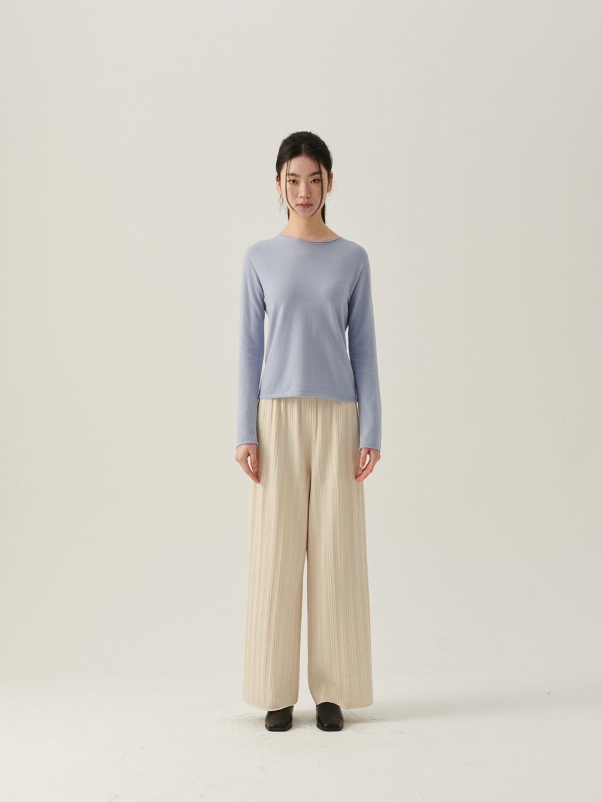 베이스스레드(BASETHREAD) Mono Crew Neck Top - Lagoon blue