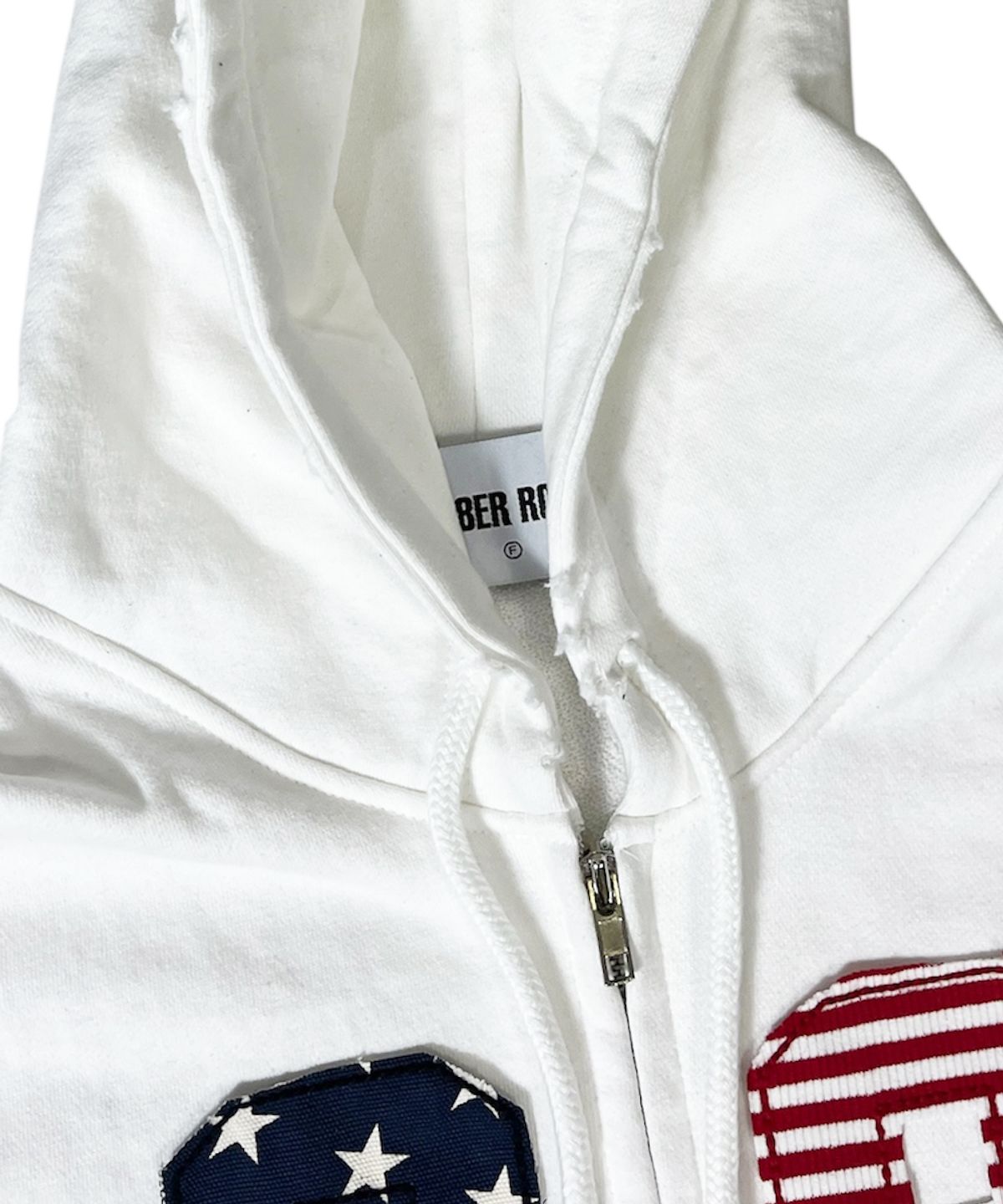 스케이터락(SK8ER ROCK) Star Stripe Damage Sweat Hood Zip-Up ((ivory))