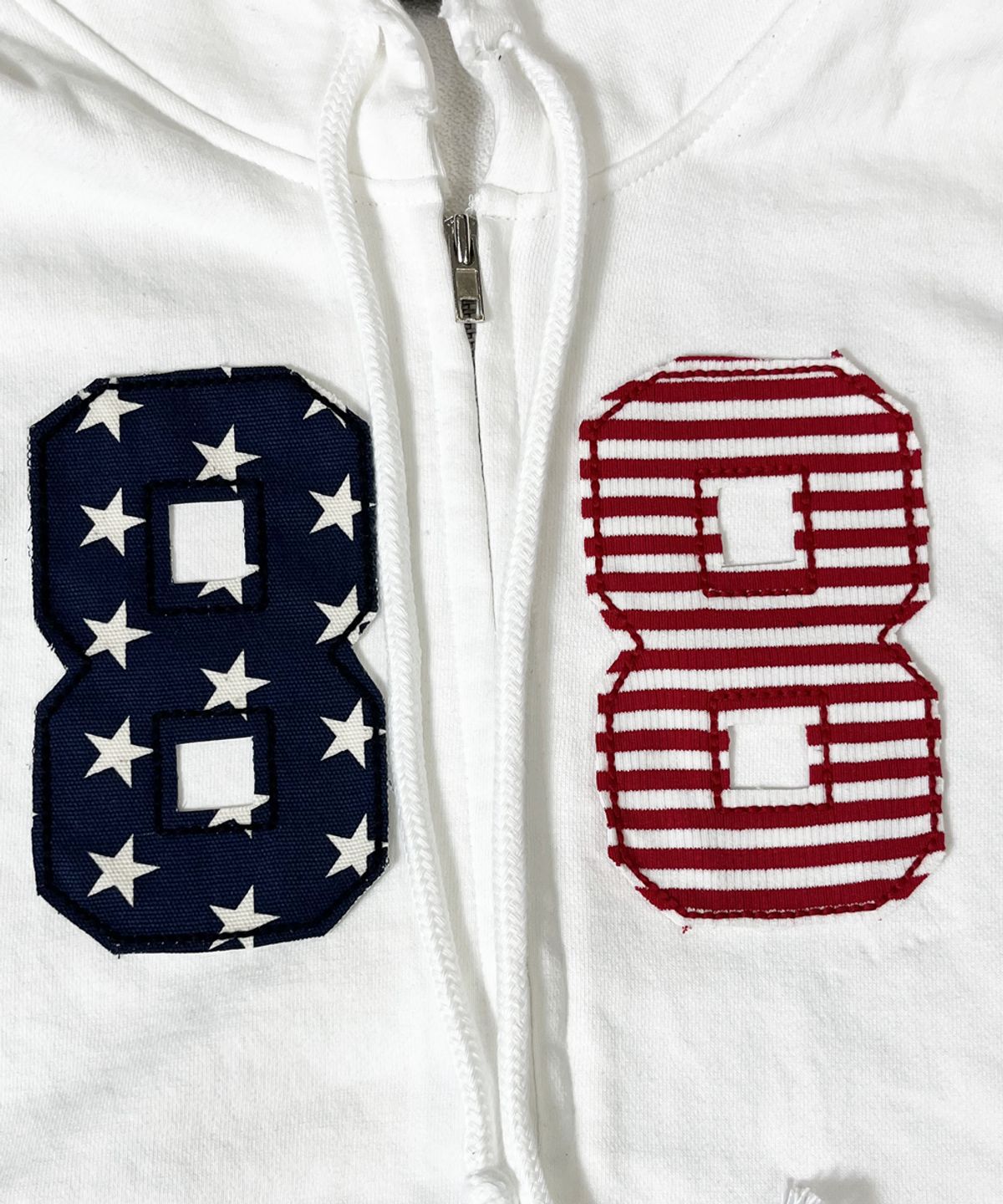 스케이터락(SK8ER ROCK) Star Stripe Damage Sweat Hood Zip-Up ((ivory))