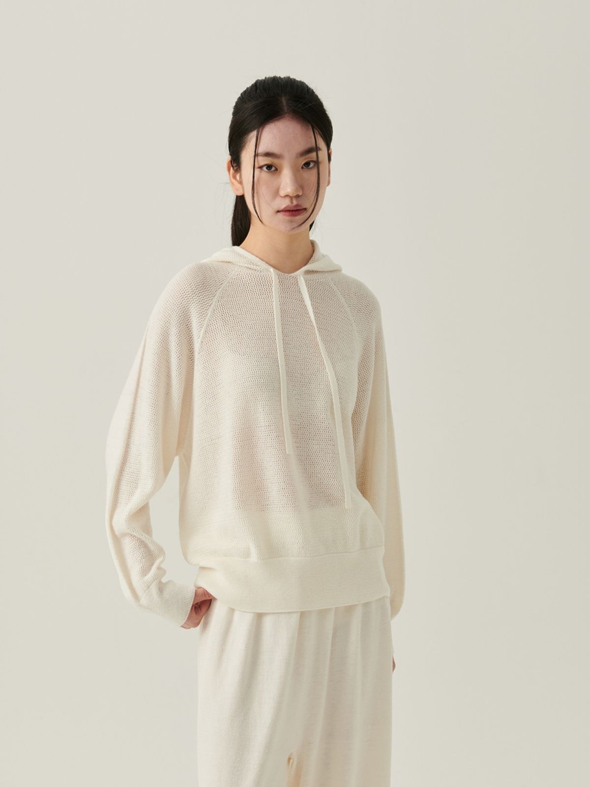 베이스스레드(BASETHREAD) Dew Hooded Top - Cream