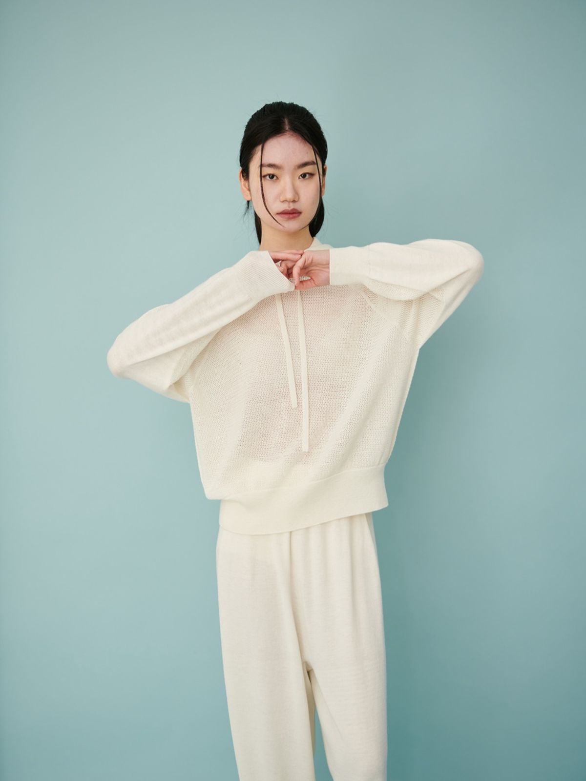 베이스스레드(BASETHREAD) Dew Hooded Top - Cream