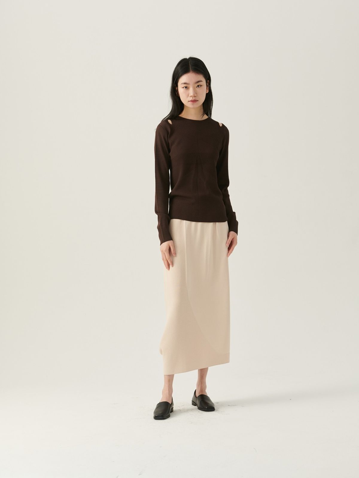 베이스스레드(BASETHREAD) Slash Shoulder Top - Brown