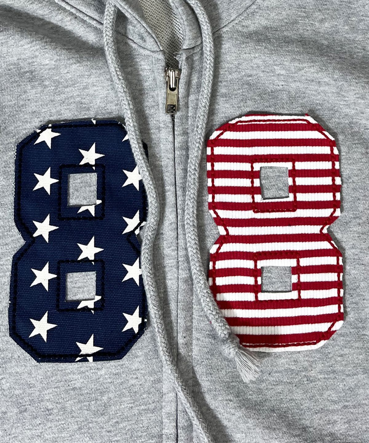 스케이터락(SK8ER ROCK) Star Stripe Damage Sweat Hood Zip-Up ((melange gray))
