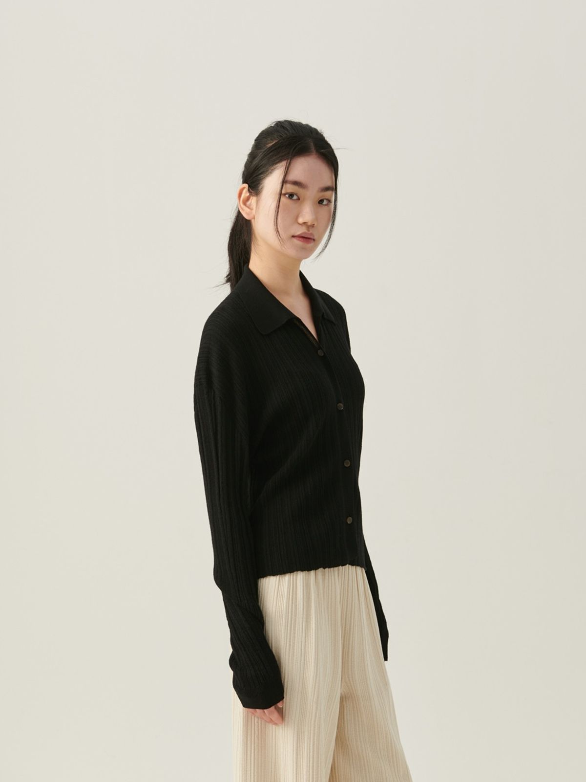 베이스스레드(BASETHREAD) Dawn Cardigan - Black