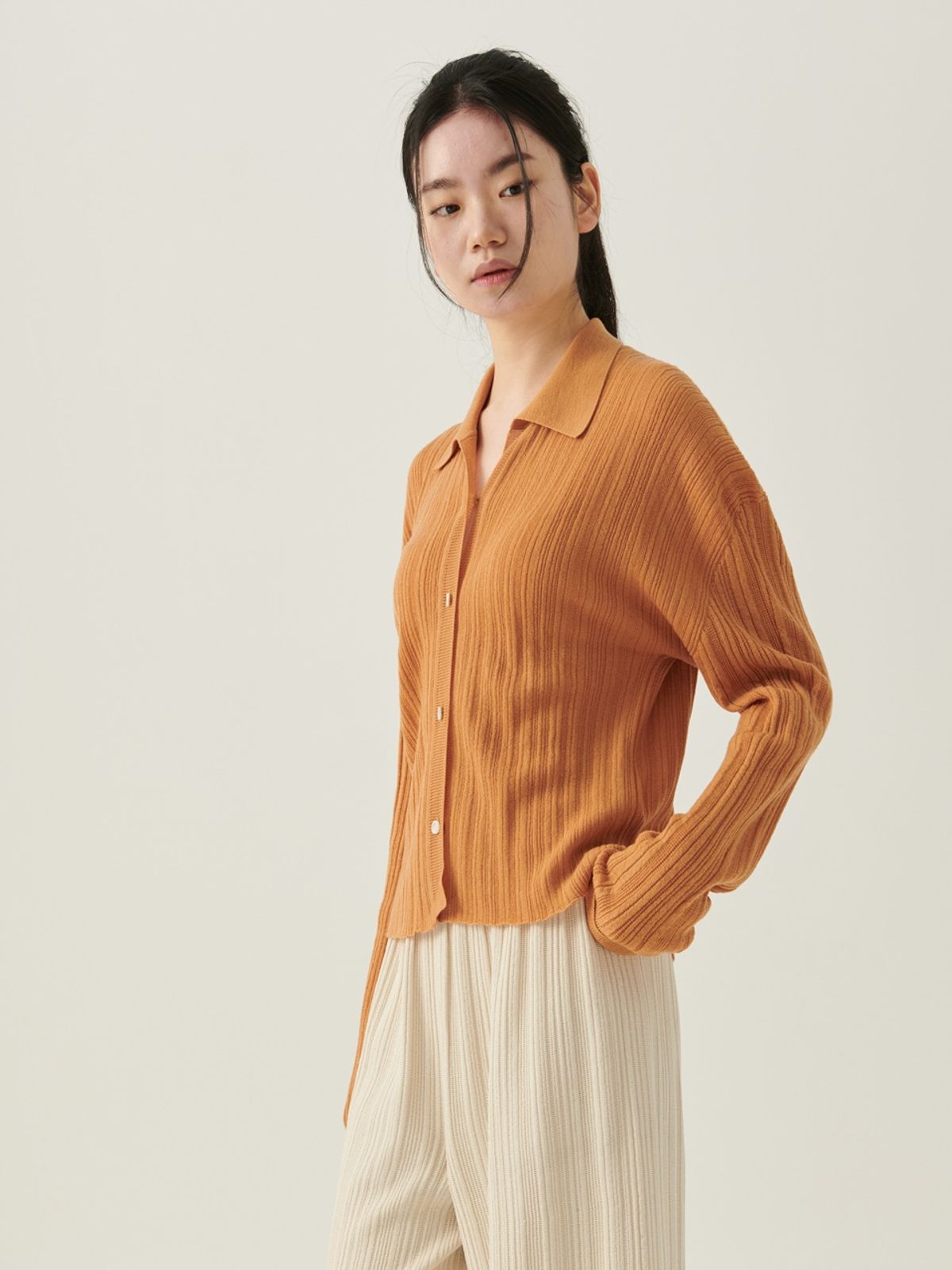 베이스스레드(BASETHREAD) Dawn Cardigan - Burnt orange
