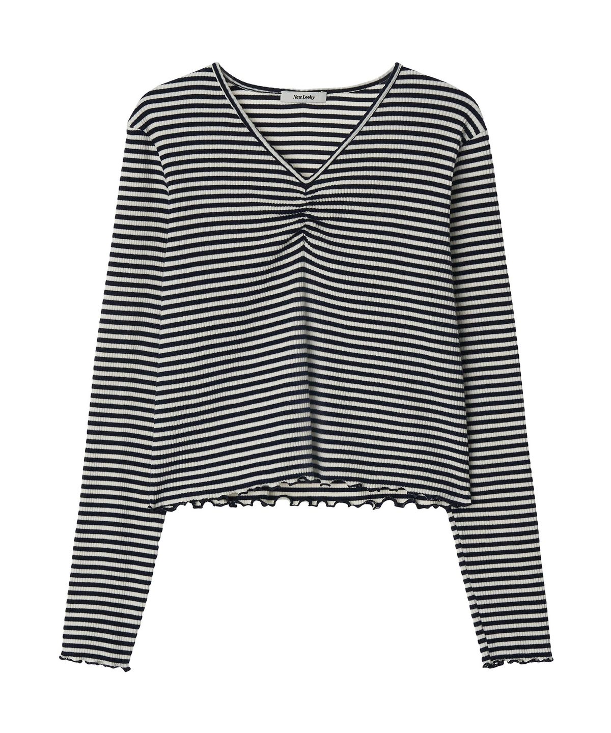뉴루키(NEW LOOKY) Shirring point long sleeves t-shirt_Navy