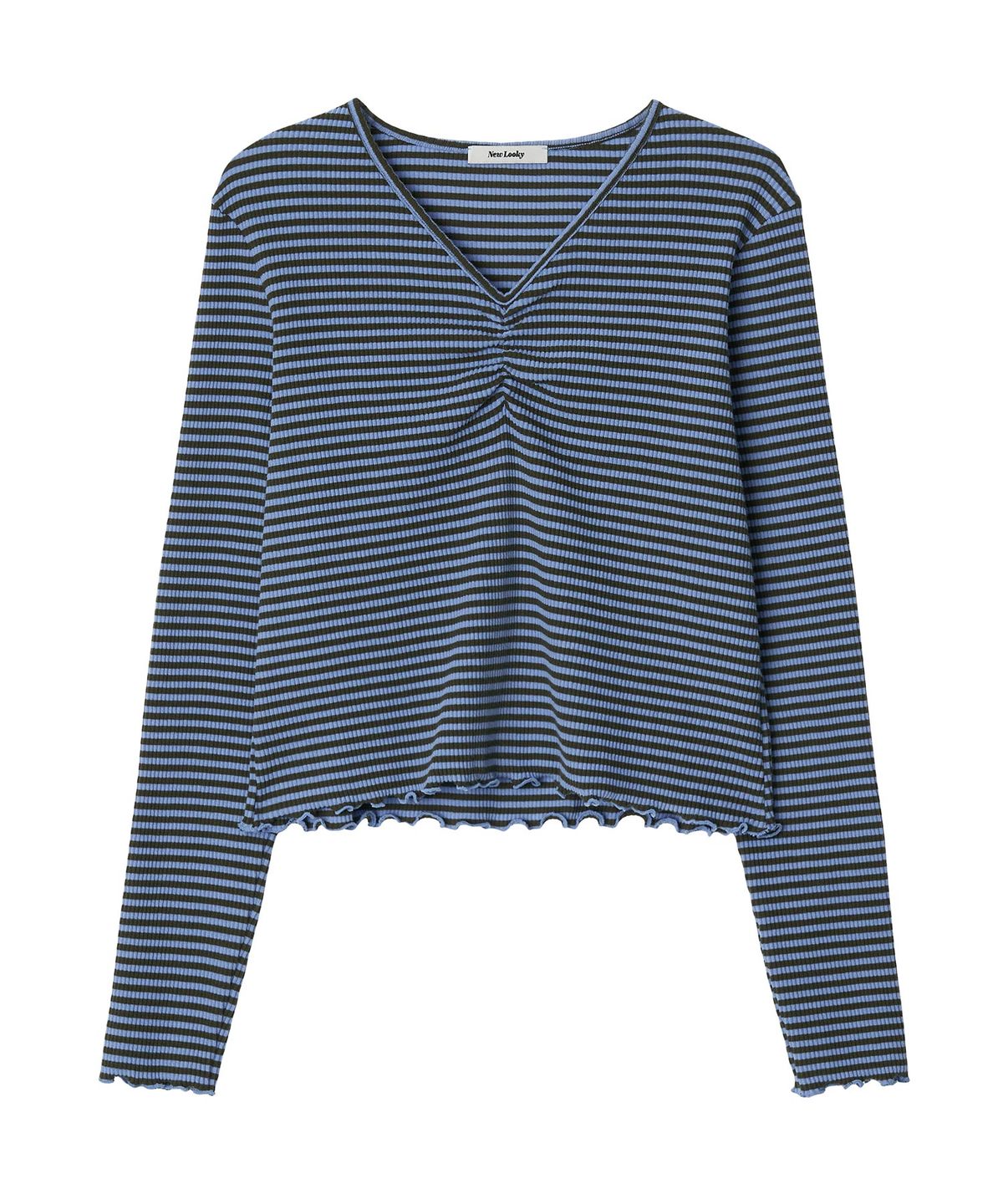 뉴루키(NEW LOOKY) Shirring point long sleeves t-shirt_Khaki