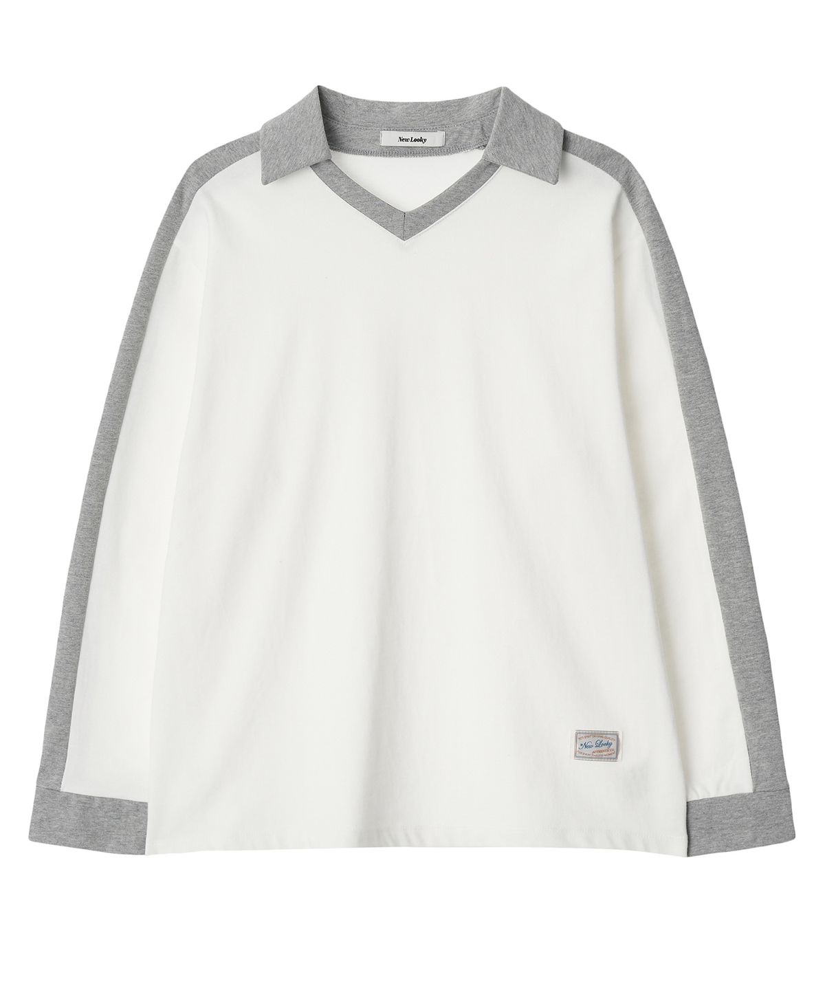 뉴루키(NEW LOOKY) Color block collar t-shirt _Ivory