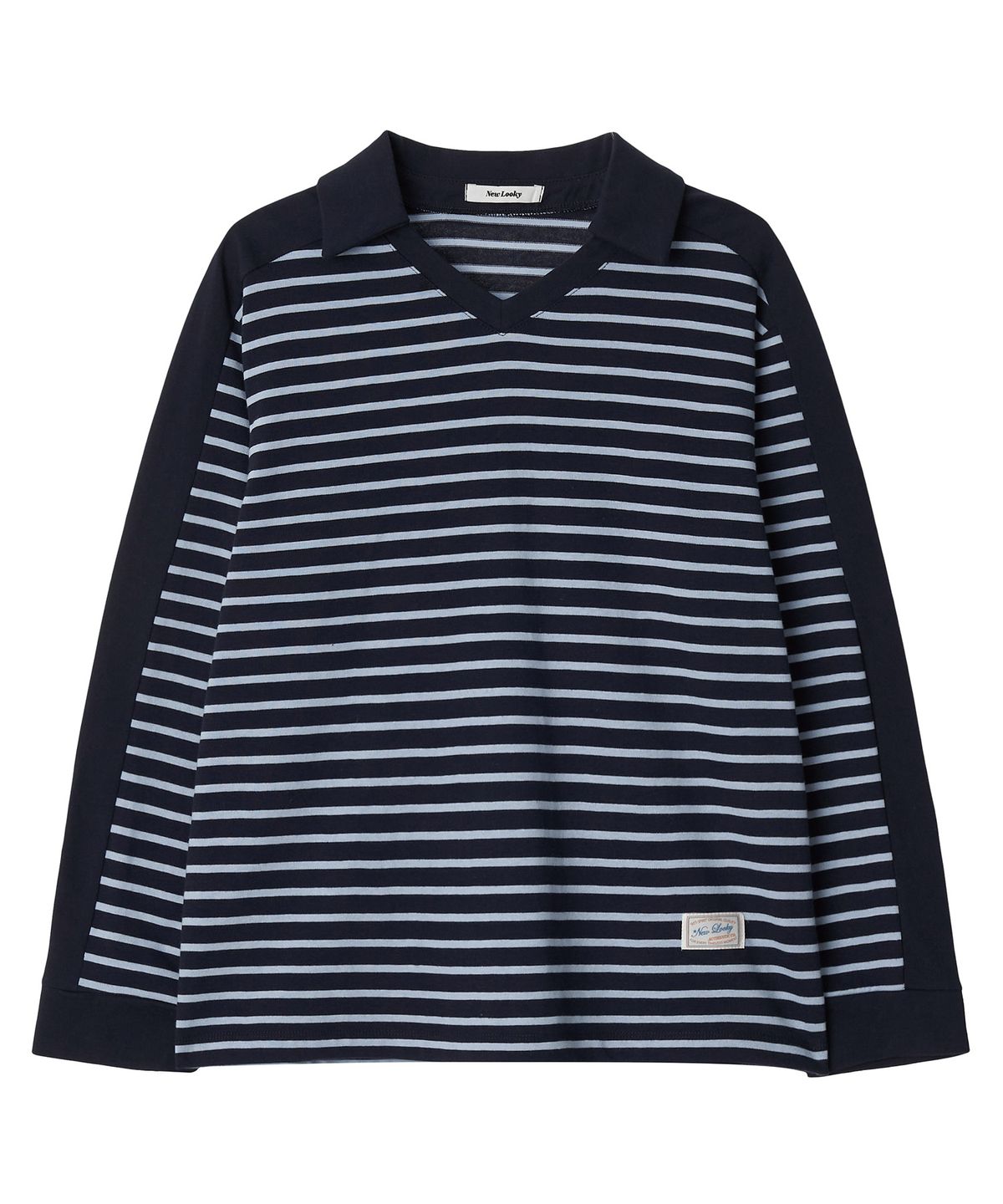 뉴루키(NEW LOOKY) Color block collar t-shirt _Navy