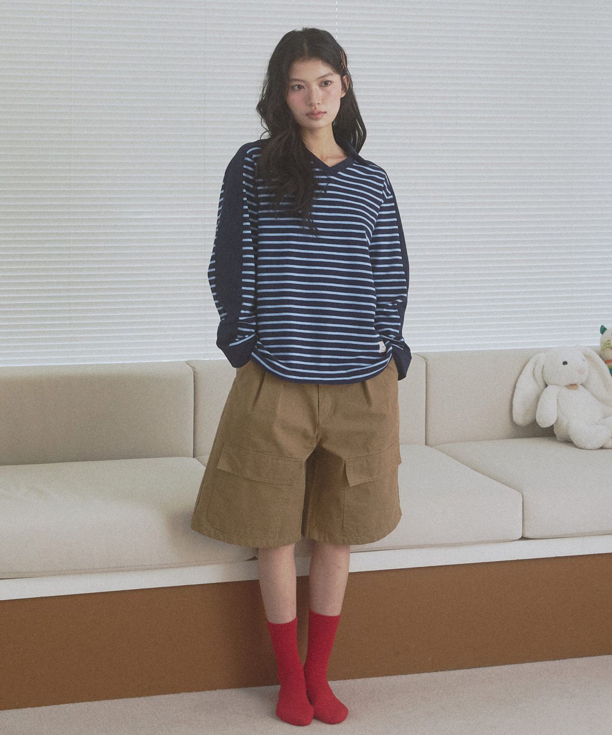 뉴루키(NEW LOOKY) Color block collar t-shirt _Navy