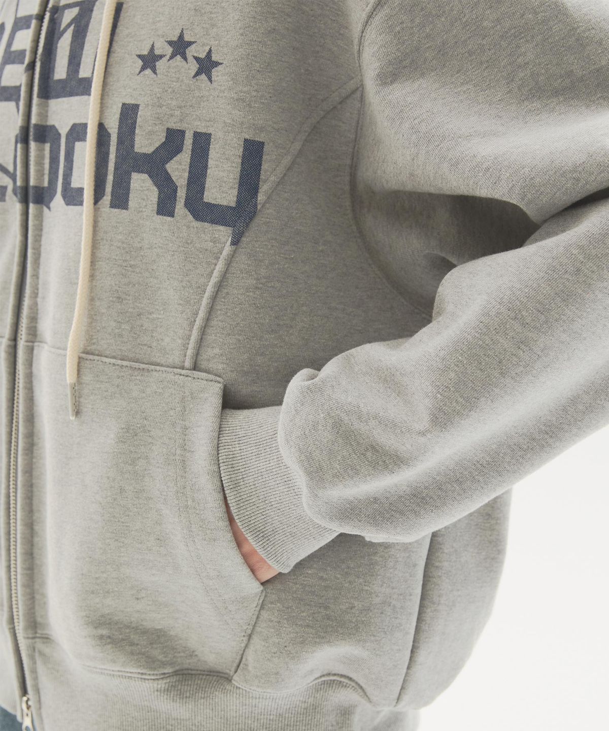 뉴루키(NEW LOOKY) Loose fit hooded jumper _Melange grey
